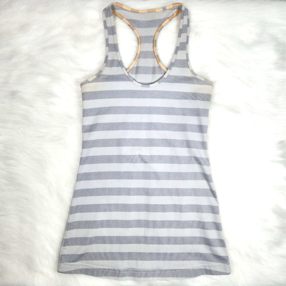 Lululemon Cool Racerback, striped tank top in grey size 4
